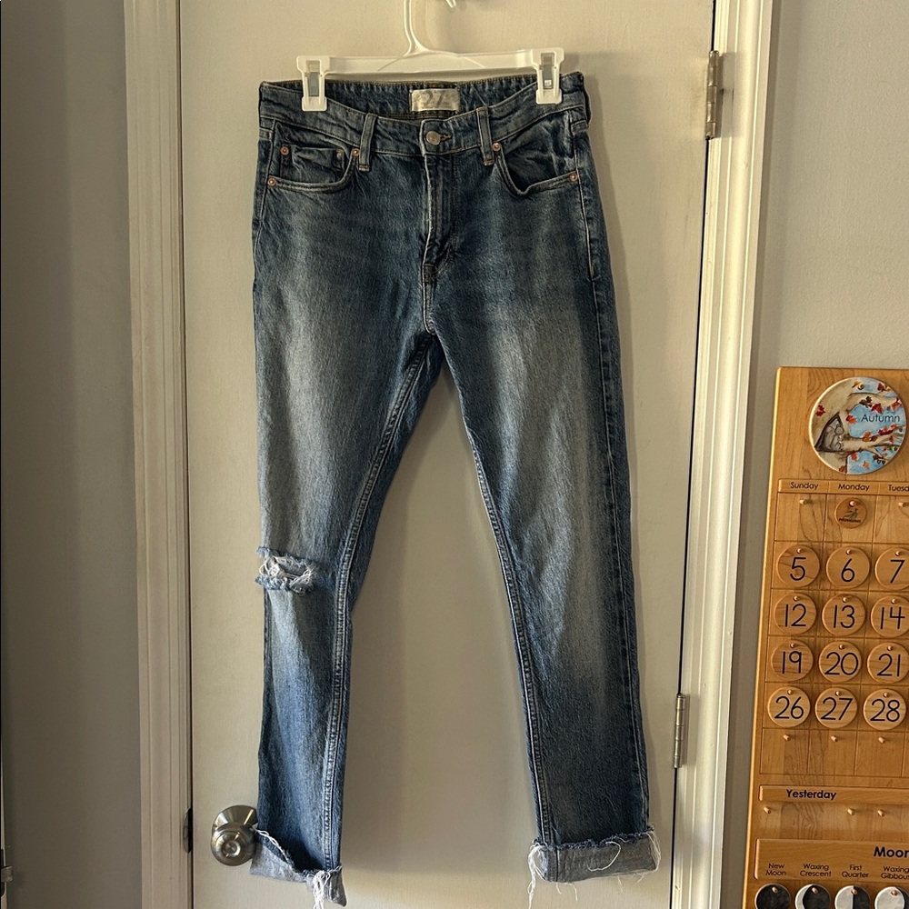 Free People Distressed Blue Jeans